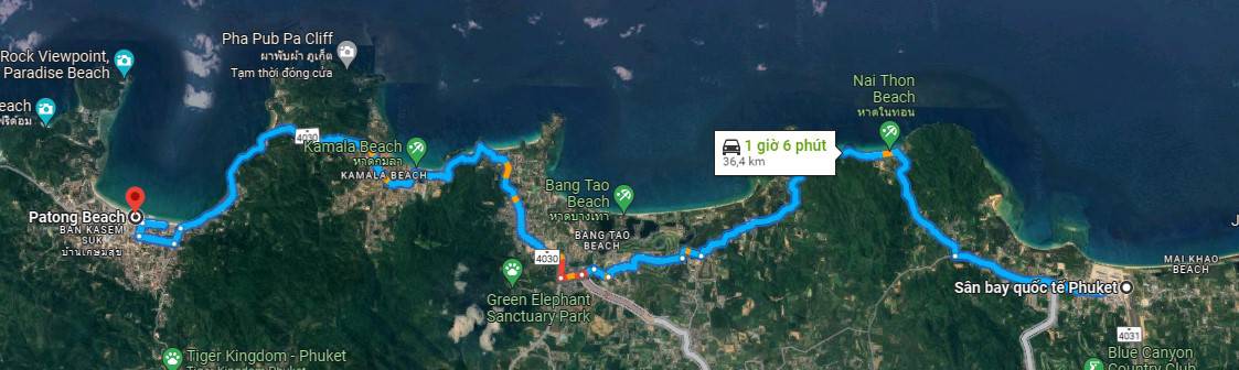 giá taxi từ sân bay phuket về bãi biển patong